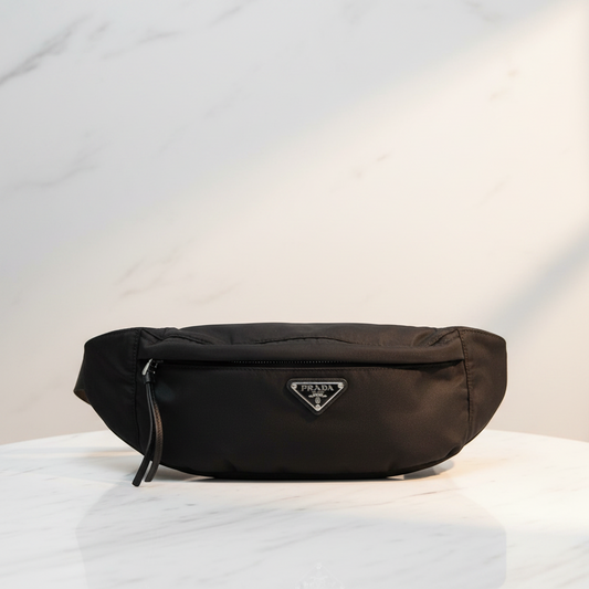 Prada Re-Nylon Waist Pouch Men,Women Nylon Fanny Pack,Sling Bag Black