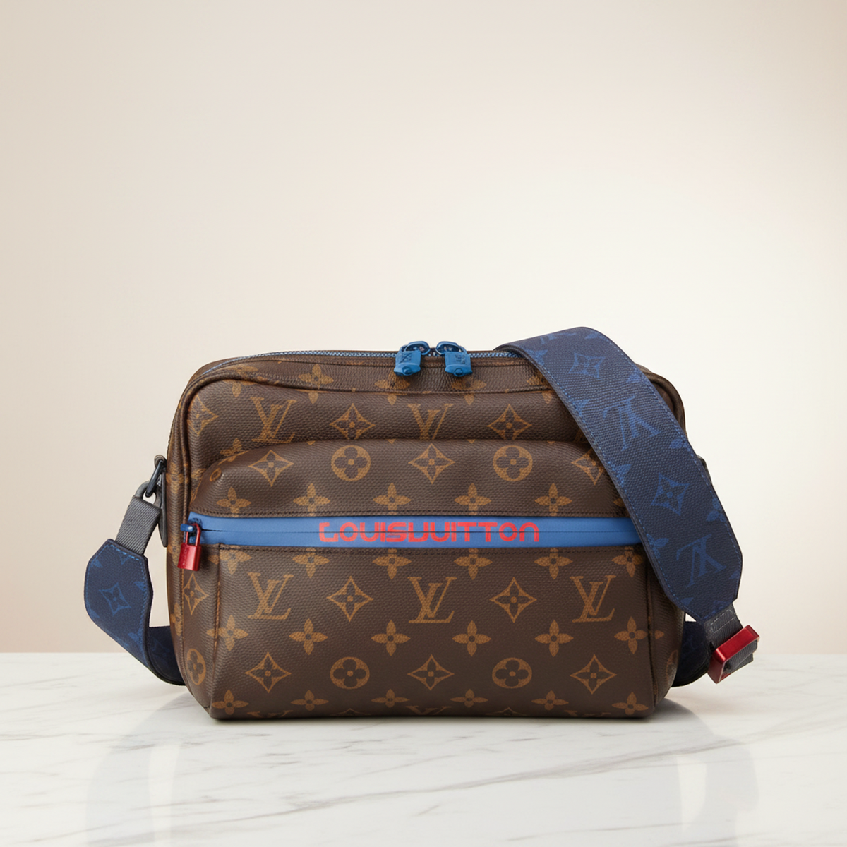 Louis Vuitton Monogram Kim Jones Pacific Bum Bag M43828 Men,Women Shoulder Bag Blue,Brown