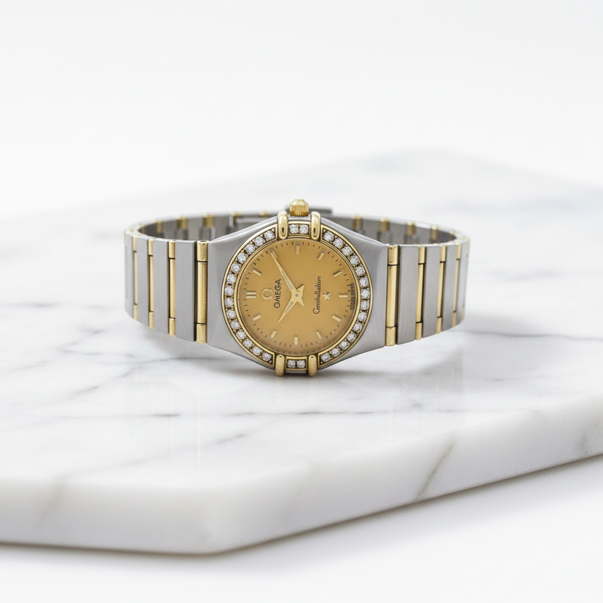 OMEGA Constellation Diamond 18K Gold Steel Watch 1267.10 Polished