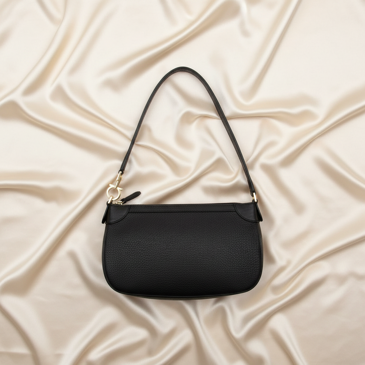 Salvatore Ferragamo AF-21 4379 Women's Leather Shoulder Bag Black