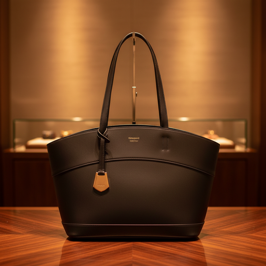 Salvatore Ferragamo Charming Tote AU-21 6797 Women's Leather Tote Bag Black
