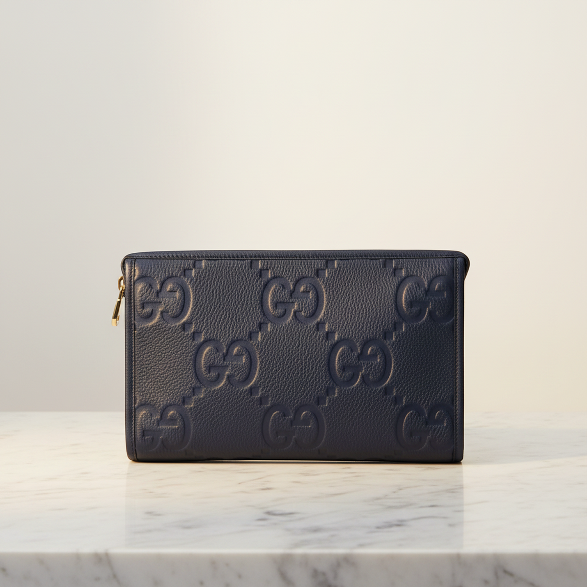 Gucci Jumbo GG 825959 Men's Leather Clutch Bag Blue