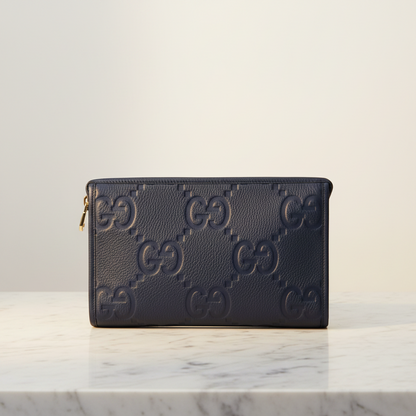 Gucci Jumbo GG 825959 Men's Leather Clutch Bag Blue