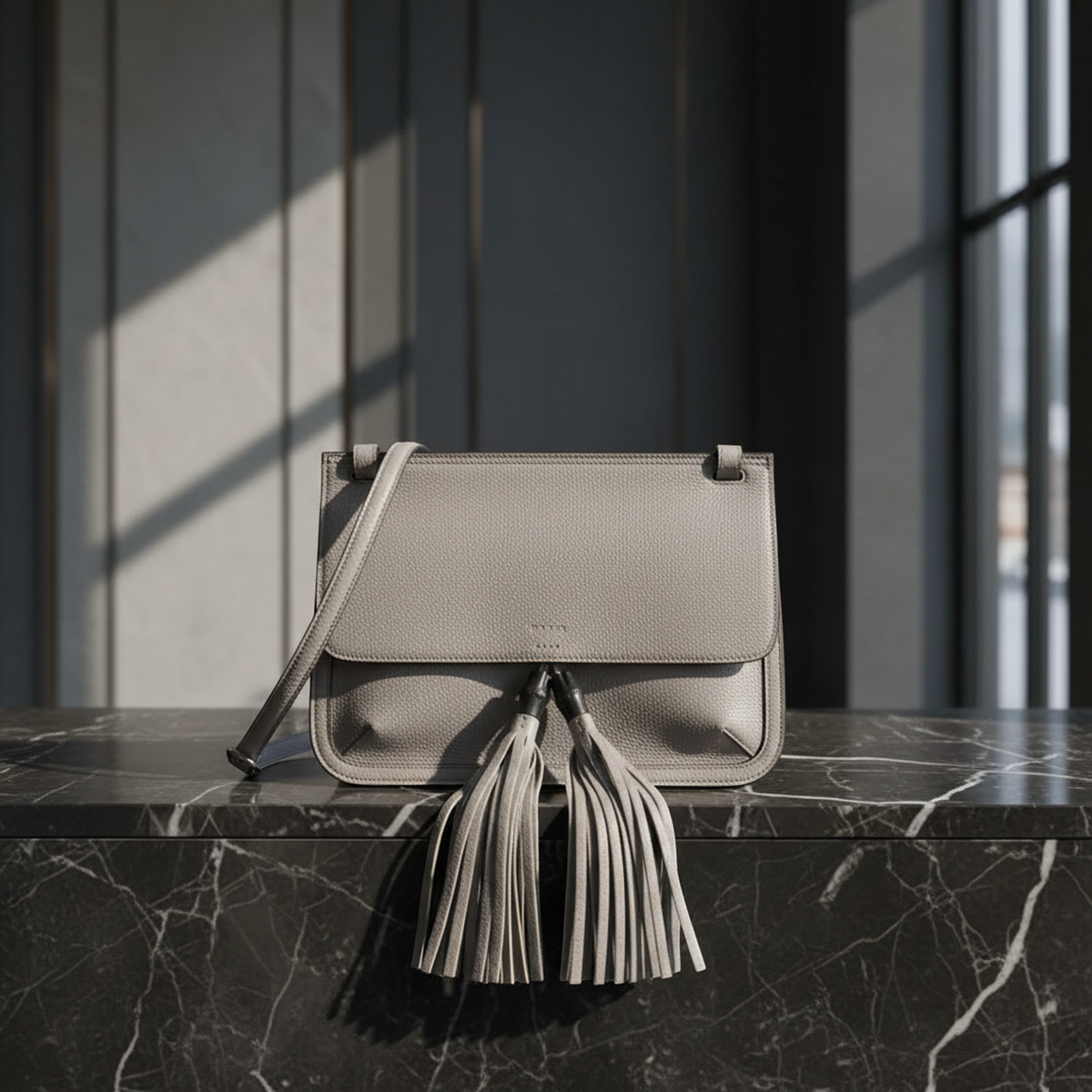 Gucci Daily Bamboo Tassel 370826 Women's Leather Shoulder Bag Gray