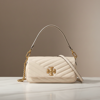 Tory Burch Kira Chevron Small Bag Women's Leather Handbag,Shoulder Bag Off-white