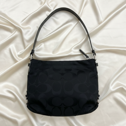 Coach Signature F15067 Women's Canvas,Leather Shoulder Bag Black