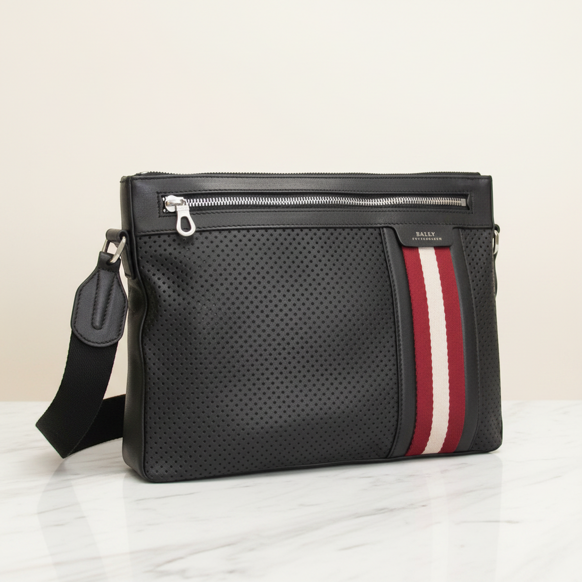 Bally OLIVER-MD Men's Leather Crossbody Bag,Shoulder Bag Black