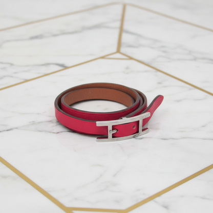 Hermes Hapi III Choker Leather,Metal Bangle Pink
