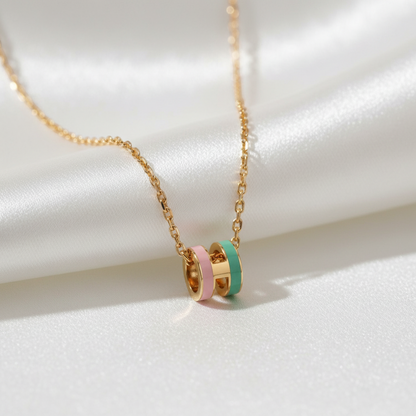 Hermes Pop H Mini Metal Men,Women Fashion Pendant Necklace (Green,Pink)