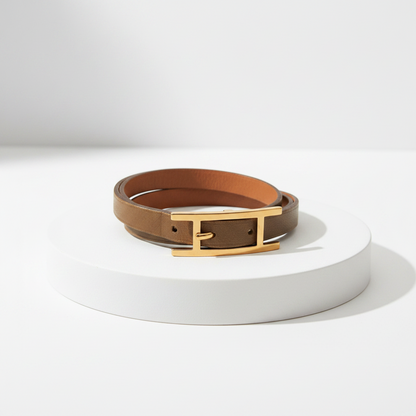 Hermes Hapi III Choker Leather,Metal Bangle Beige