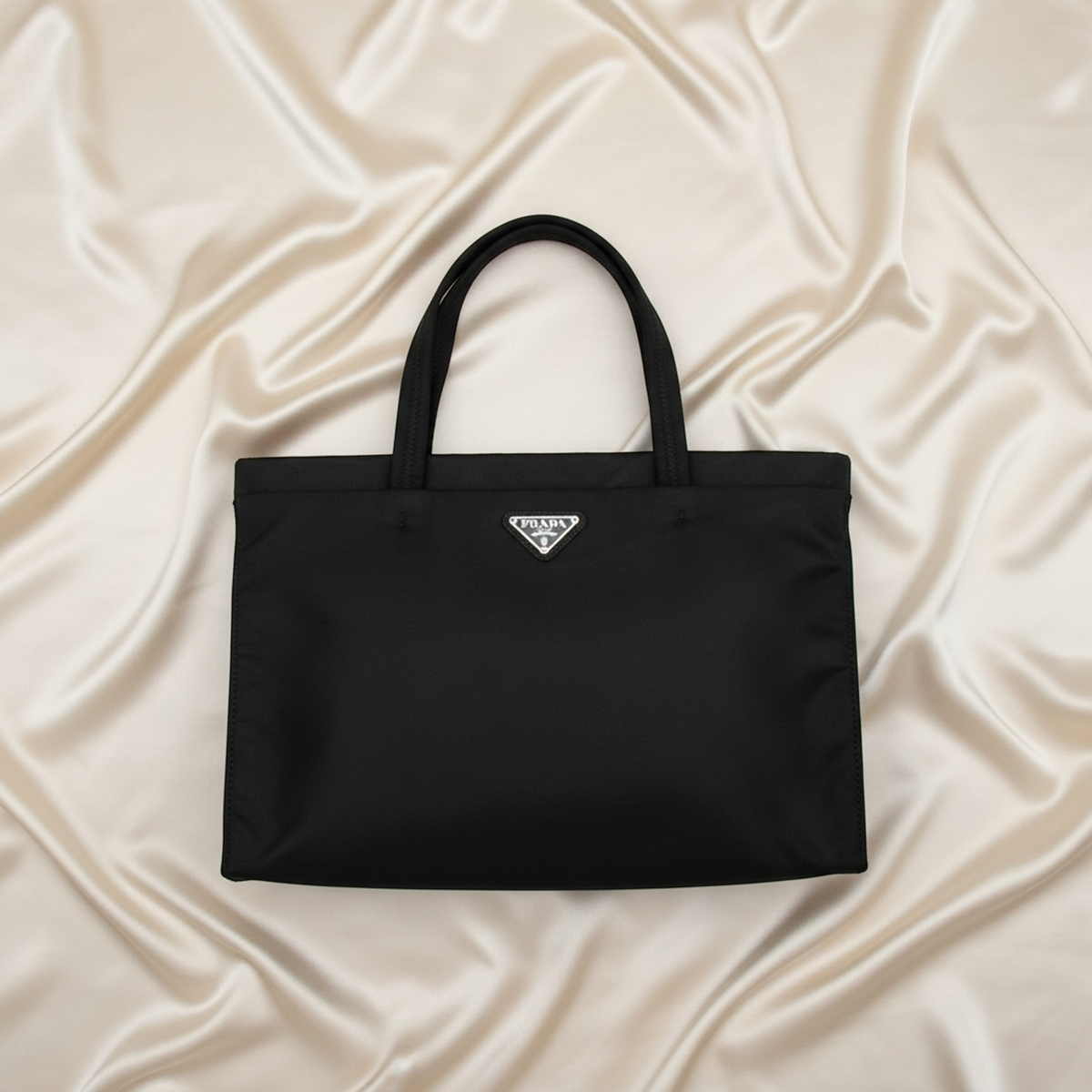 Prada Triangle Logo Small Bag Women's Nylon Handbag Black