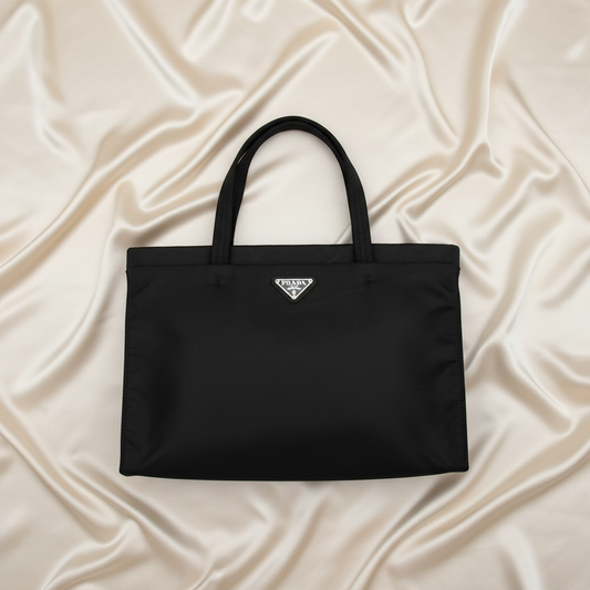 Prada Triangle Logo Small Bag Women's Nylon Handbag Black