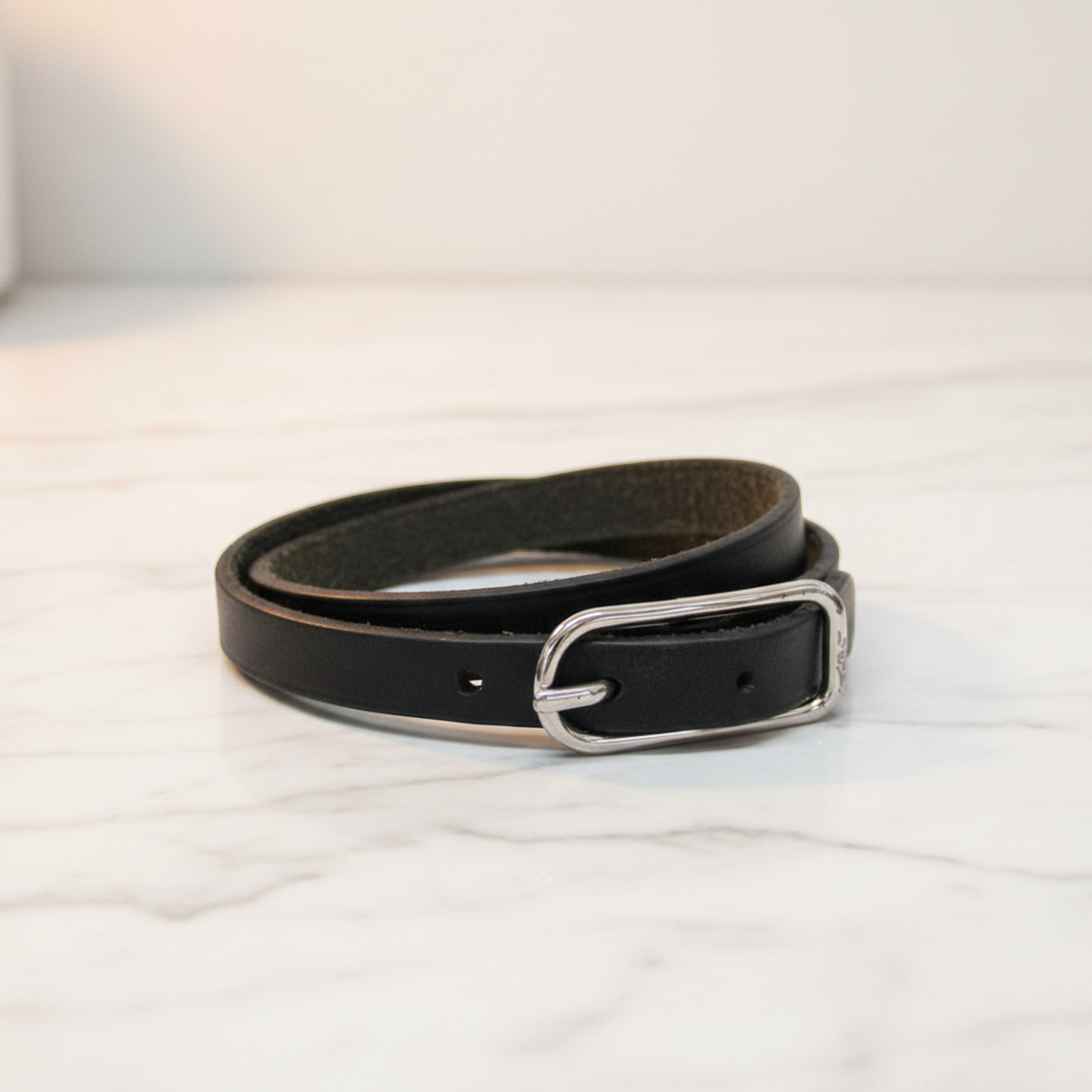 Hermes Hapi API I 4-strand Bracelet Choker Leather,Metal Bangle Black