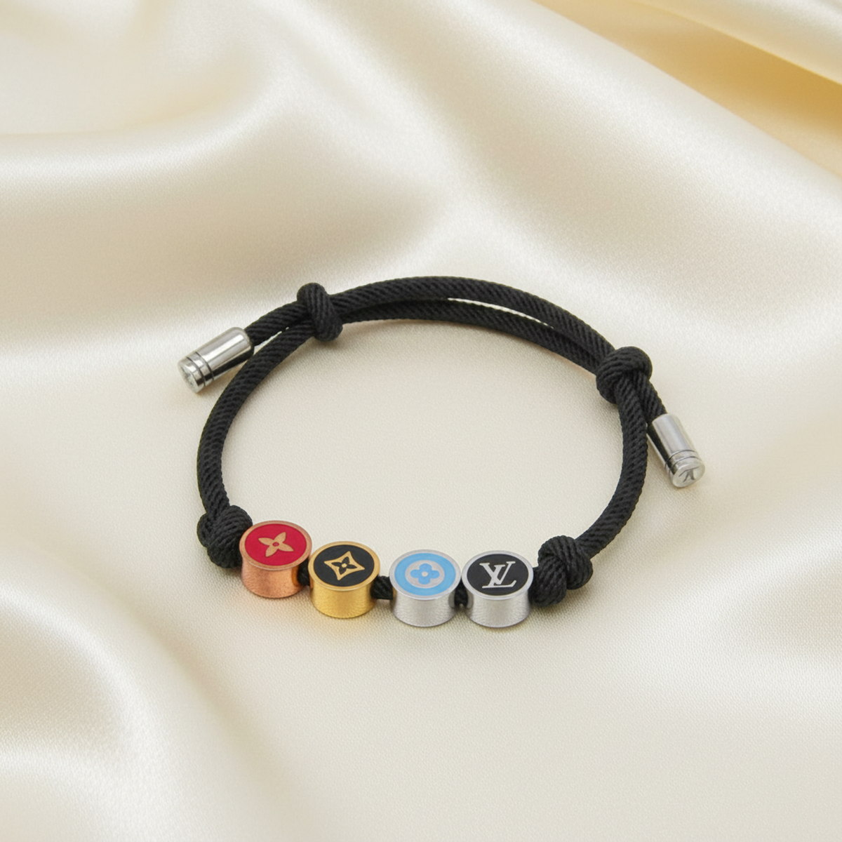 Louis Vuitton LV Colors Beads Bracelet Metal,Nylon Charm Bracelet Black