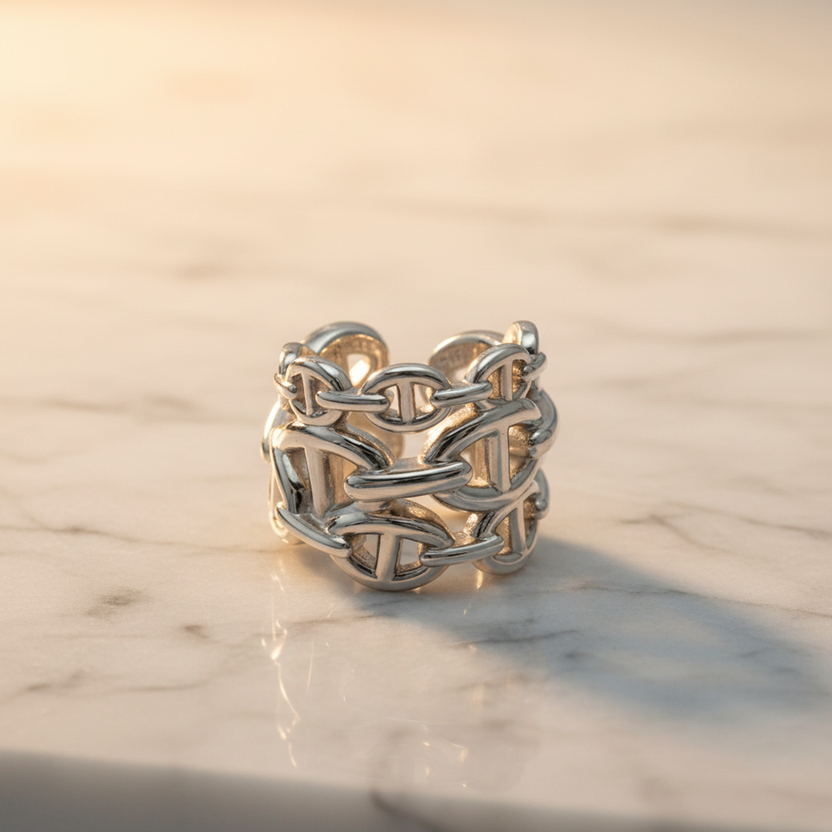 Hermes Chaine D'ancre Enchainée Ring Silver 925 Fashion No Stone Band Ring Silver