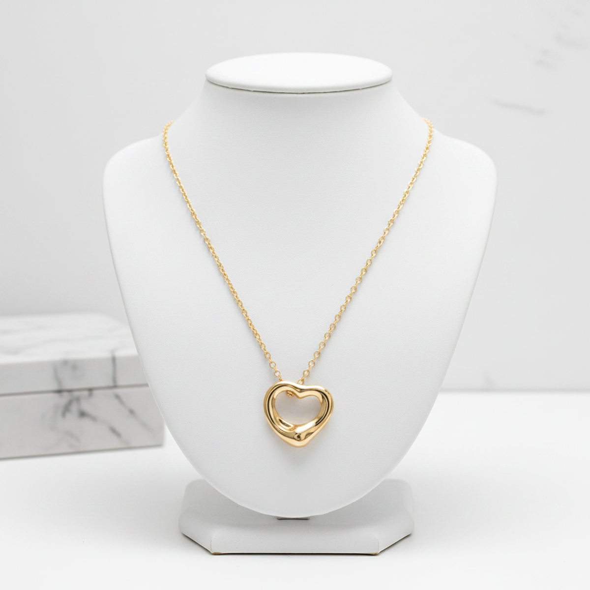 Tiffany Open Heart Necklace Pink Gold (18K) No Stone Men,Women Fashion Necklace (Pink Gold)