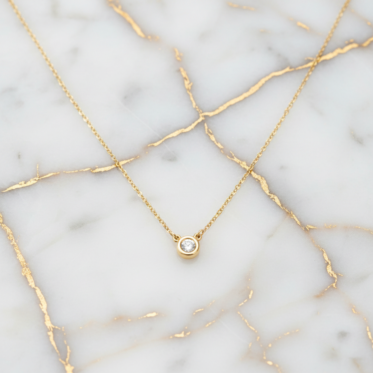 Tiffany By The Yard Necklace Pink Gold (18K) Diamond Women,Men Fashion Pendant Necklace Carat/0.1 (Pink Gold)