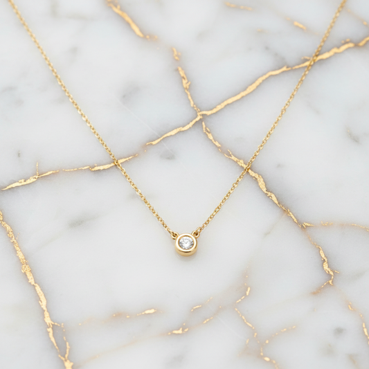 Tiffany By The Yard Necklace Pink Gold (18K) Diamond Women,Men Fashion Pendant Necklace Carat/0.1 (Pink Gold)