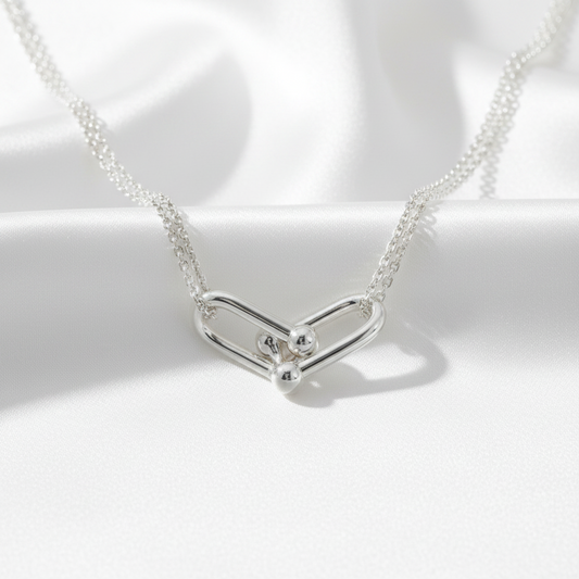 Tiffany Hardware Necklace Silver 925 No Stone Women,Men Business,Fashion Necklace (Silver)