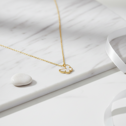 Van Cleef & Arpels Sweet Alhambra Papillon Necklace Yellow Gold (18K) Mother Of Pearl Women,Unisex Fashion Necklace (Gold)