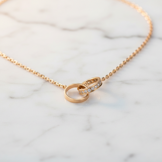 Cartier Baby Love Diamond Necklace 18K Rose Gold Polished