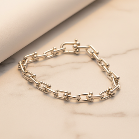 Tiffany Hardware Small Bracelet Silver 925 No Stone Charm Bracelet Silver