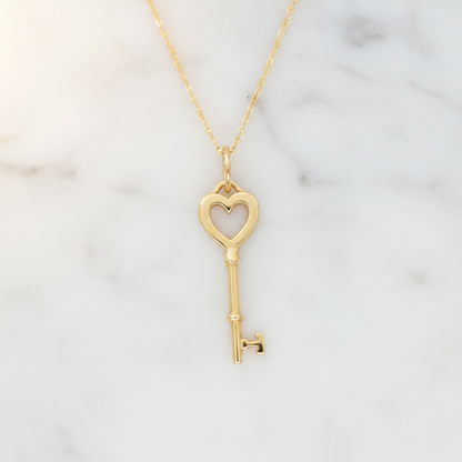 Tiffany Heart Key Necklace Pink Gold (18K) No Stone Men,Women Fashion Necklace (Pink Gold)