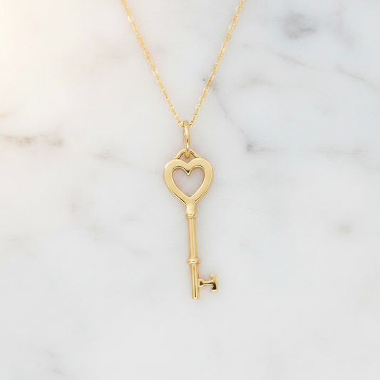 Tiffany Heart Key Necklace Pink Gold (18K) No Stone Men,Women Fashion Necklace (Pink Gold)