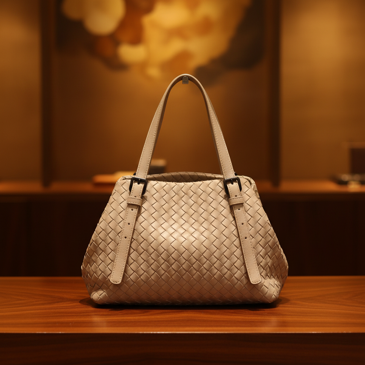 Bottega Veneta Intrecciato 481709 Women's Leather Handbag,Tote Bag Light Beige