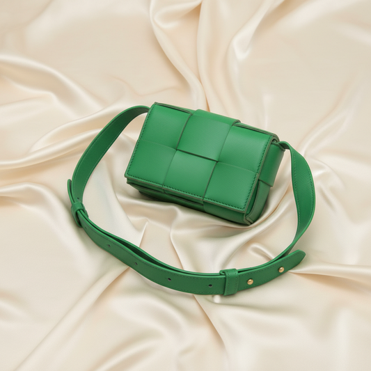 Bottega Veneta Intrecciato Cassette 666688 Men,Women Leather Shoulder Bag Green