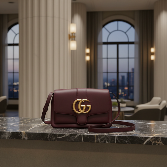Gucci GG Marmont Ally 550129 Women's Leather Shoulder Bag Bordeaux