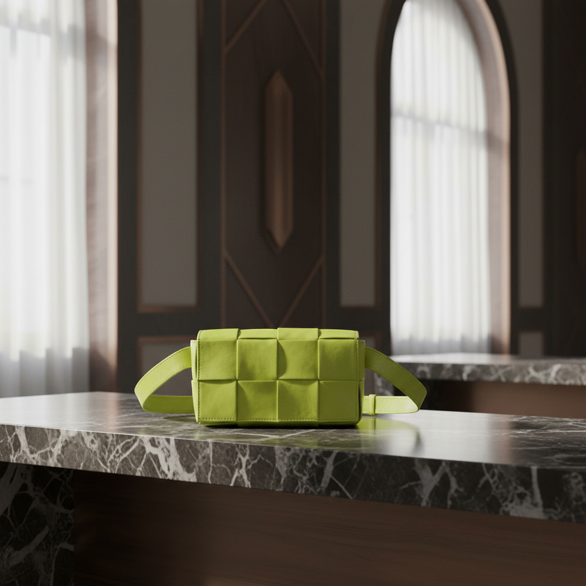 Bottega Veneta Intrecciato Cassette Men,Women Leather Fanny Pack,Sling Bag Light Green