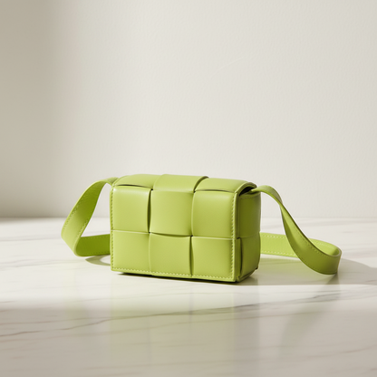 Bottega Veneta Intrecciato Cassette 666688 Men,Women Leather Shoulder Bag Lime Green