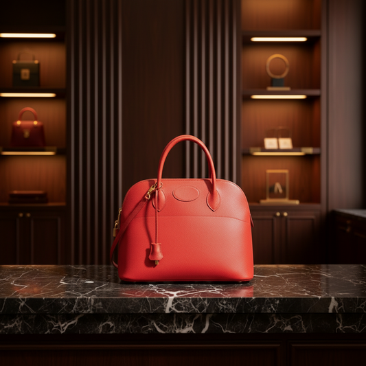 Hermes Bolide 35 Men,Women Courchevel Leather Handbag Red Color