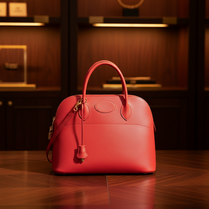 Hermes Bolide 35 Men,Women Courchevel Leather Handbag Red Color