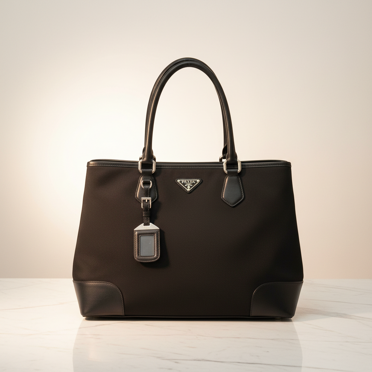 Prada Tessuto + Vitel BR3411 Women's Nylon,Leather Tote Bag Black