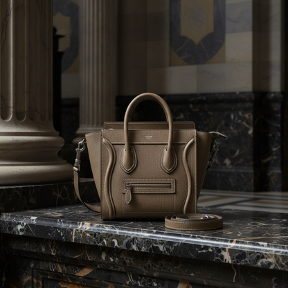 Celine Luggage Nano 189243DRU Women's Leather Handbag,Shoulder Bag Grayish