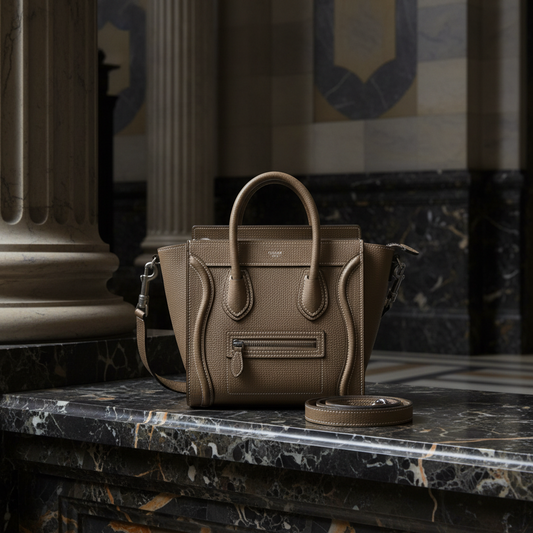 Celine Luggage Nano 189243DRU Women's Leather Handbag,Shoulder Bag Grayish