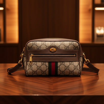 Gucci Ophidia Small Crossbody Bag 517350 Women's GG Supreme Shoulder Bag Brown,Light Beige
