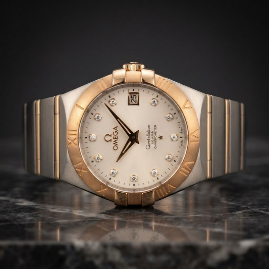 OMEGA Constellation Co-Axial Chronometer Diamond Watch 123.20.35.20.52.001 Polished