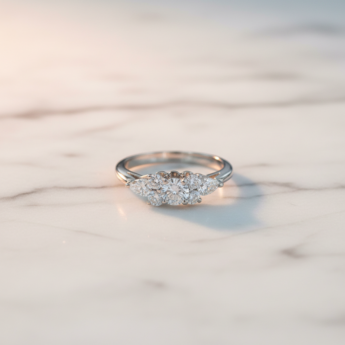 Tiffany Seven-stone Diamond Ring Platinum Fashion Diamond Band Ring Silver