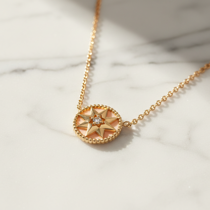 Christian Dior Rose De Vent Necklace Pink Gold (18K) Diamond,Opal Men,Women Fashion Necklace (Pink Gold)