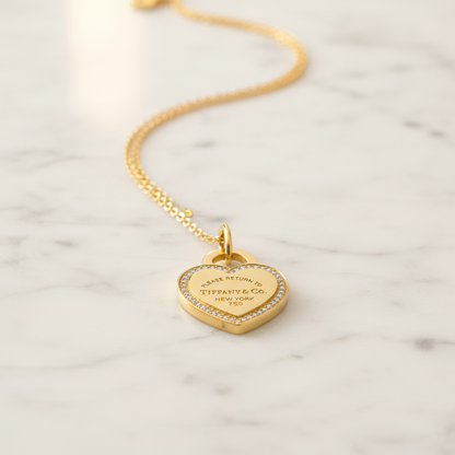 Tiffany Return To Tiffany Diamond Necklace Yellow Gold (18K) Diamond Women,Men Fashion Necklace (Gold)