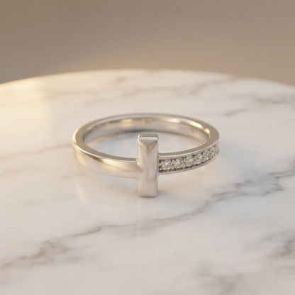 Tiffany T One Narrow Diamond Ring White Gold (18K) Fashion Diamond Band Ring Silver