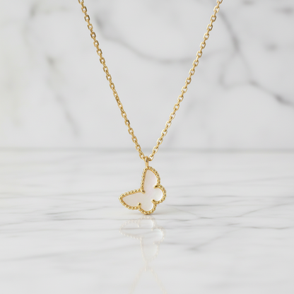 Van Cleef & Arpels Sweet Alhambra Papillon Necklace Yellow Gold (18K) Mother Of Pearl Men,Women Fashion Necklace (Gold)