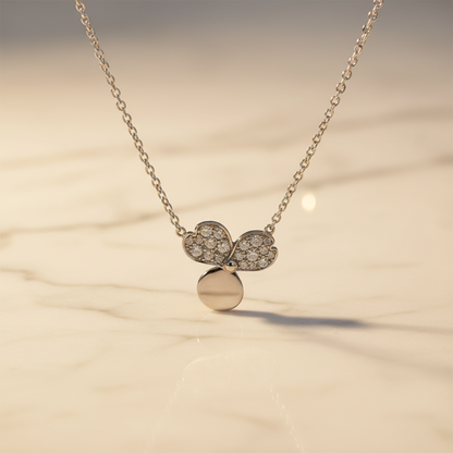 Tiffany Paper Flower Mini Diamond Necklace Platinum Diamond Women,Men Fashion Necklace (Silver)