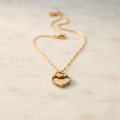 Cartier Torta Heart Necklace Pink Gold (18K) No Stone Men,Women Fashion Necklace (Pink Gold)