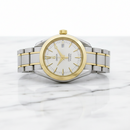 OMEGA Seamaster Aqua Terra 18K Gold Steel Ladies Watch 2377.30 Polished