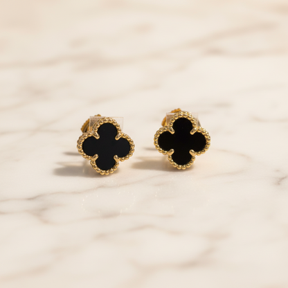 Van Cleef & Arpels Sweet Alhambra Earrings Onyx Yellow Gold (18K) Stud Earrings Gold