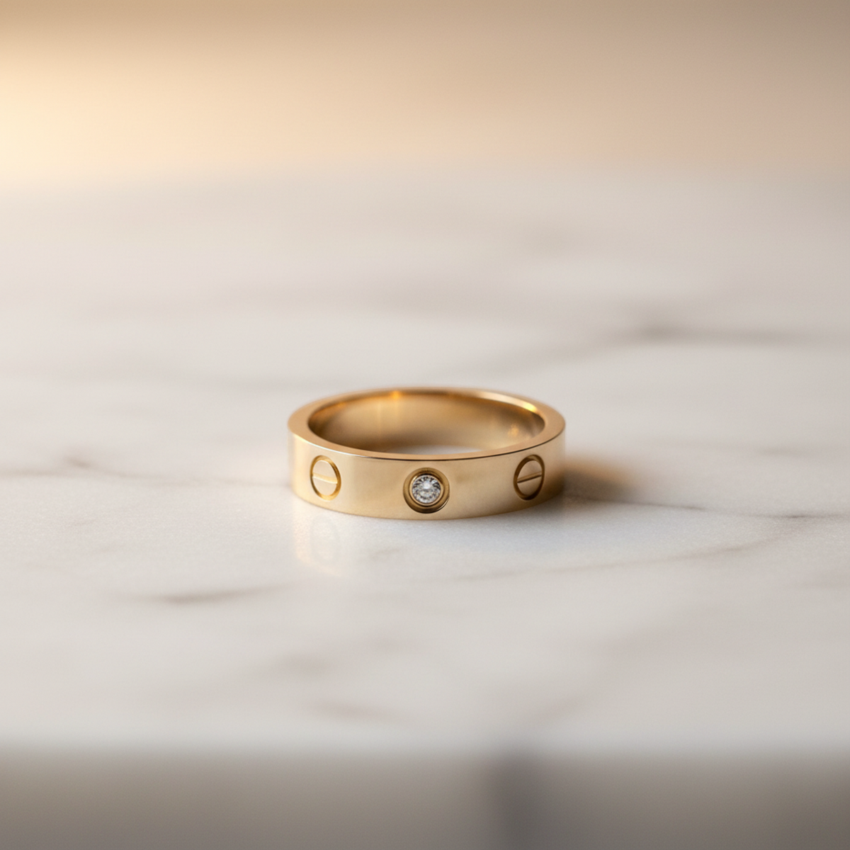Cartier Mini Love Ring With 1 Diamond Pink Gold (18K) Fashion Diamond Band Ring Pink Gold